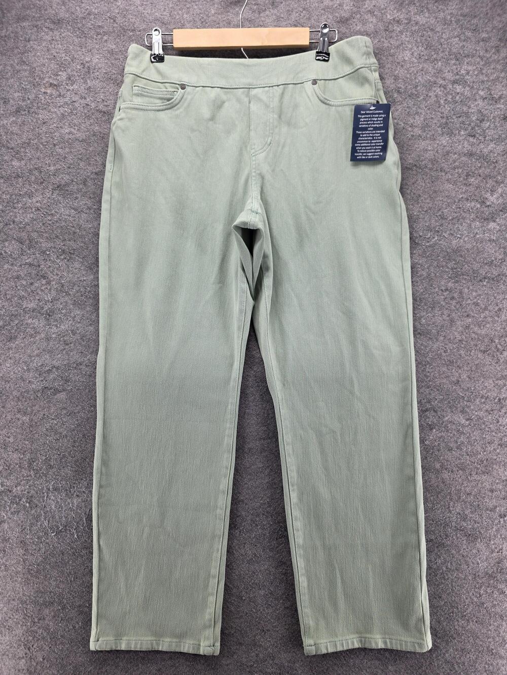 Coldwater Creek Pants Womens 14P Green Jegging High Rise Slim Pull On 28.5 In